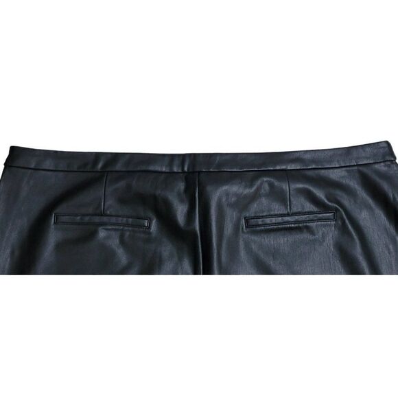 Halogen Faux Leather Pants Womens Size 24 Cropped High Waisted Black Flare Leg - Picture 8 of 14